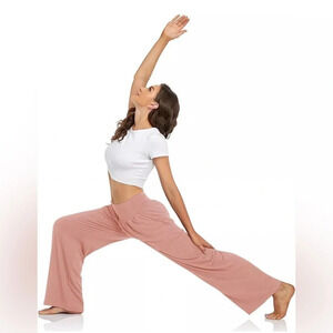 UEU Pink Loose Wide Leg Cozy Pants Yoga Sweatpants Comfy High Waisted Size L